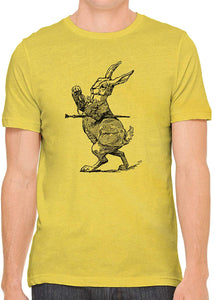 Alice's Adventures in Wonderland Rabbit Cotton Crewneck Unisex Yellow T-Shirts