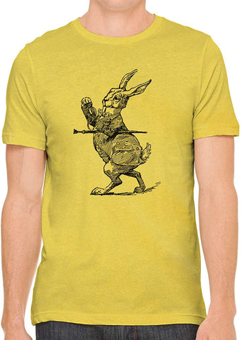 Alice's Adventures in Wonderland Rabbit Cotton Crewneck Unisex Yellow T-Shirts