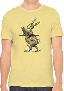 Alice's Adventures in Wonderland Rabbit Cotton Crewneck Unisex Yellow T-Shirts