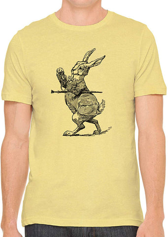 Alice's Adventures in Wonderland Rabbit Cotton Crewneck Unisex Yellow T-Shirts