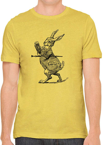 Alice's Adventures in Wonderland Rabbit Cotton Crewneck Unisex Yellow T-Shirts