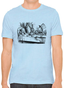 Alice's Adventures in Wonderland Tea Time Cotton Men Blue T-Shirts