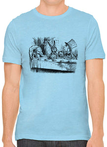 Alice's Adventures in Wonderland Tea Time Cotton Men Blue T-Shirts