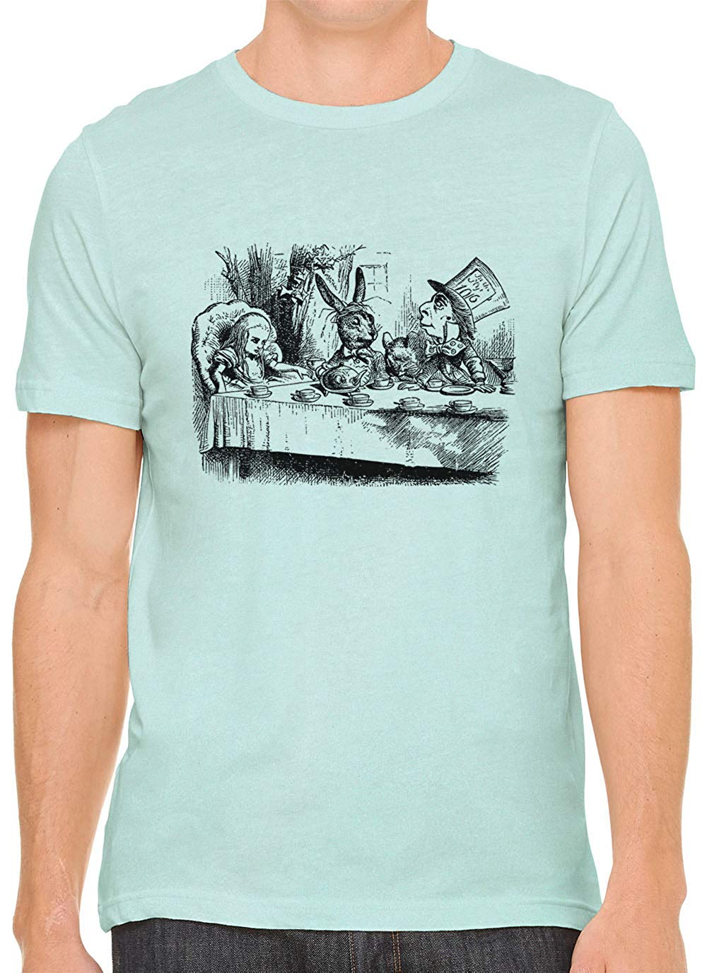 Alice's Adventures in Wonderland Tea Time Cotton Men Green T-Shirts