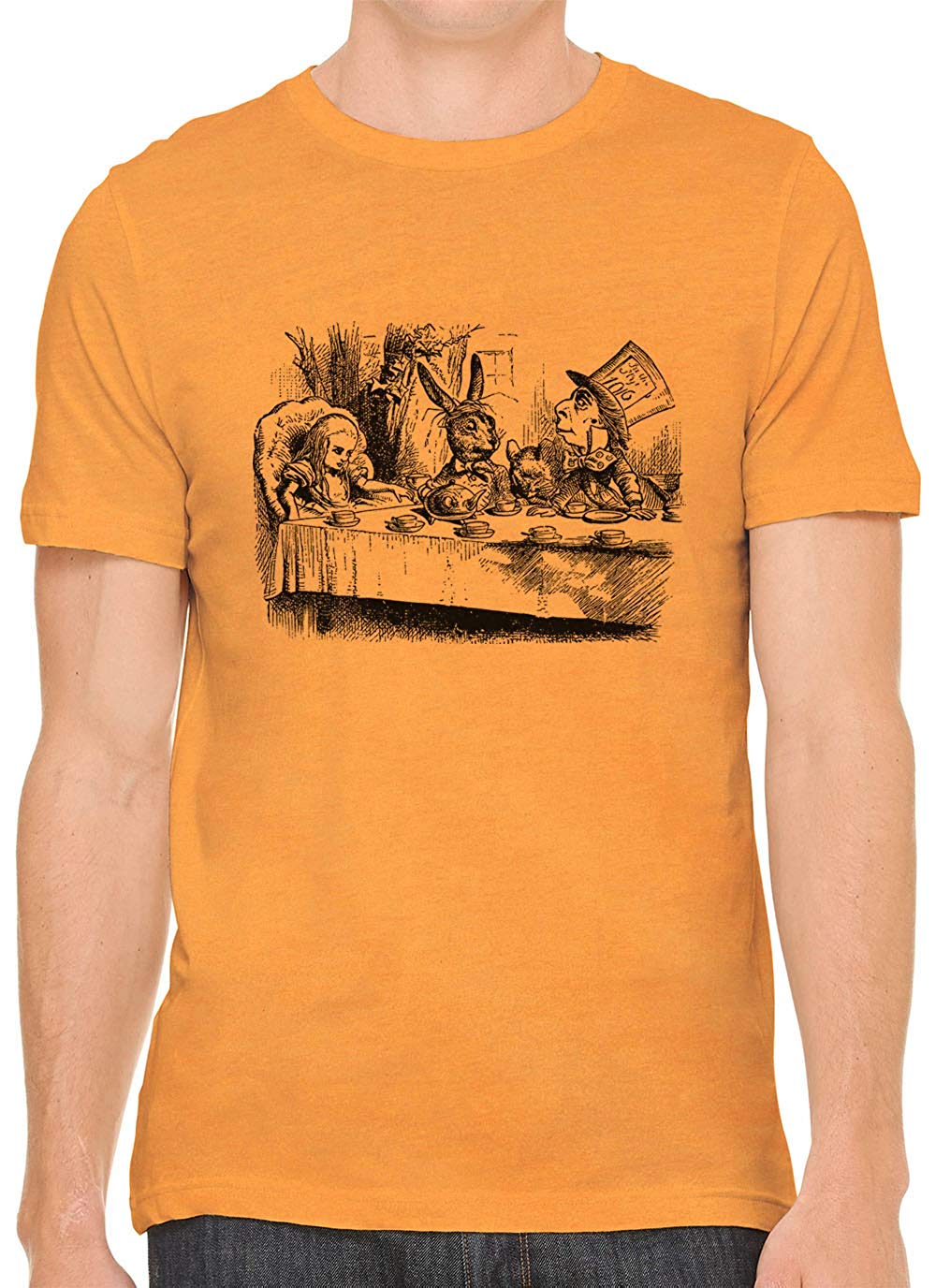 Alice's Adventures in Wonderland Tea Time Cotton Men Orange T-Shirts