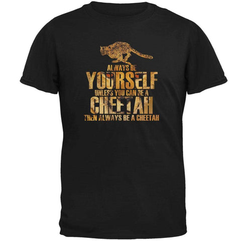 Always Be Yourself Cheetah Mens Black T-Shirts