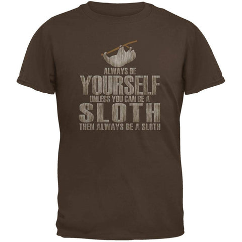 Always Be Yourself Sloth Brown Adult Red T-Shirts