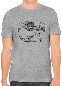 Ancient Animal Skull Cotton Crewneck Unisex Gray T-Shirts