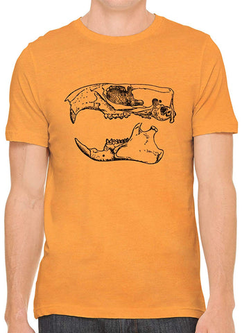 Ancient Animal Skull Cotton Crewneck Unisex Orange T-Shirts