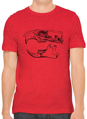 Ancient Animal Skull Cotton Crewneck Unisex Red T-Shirts