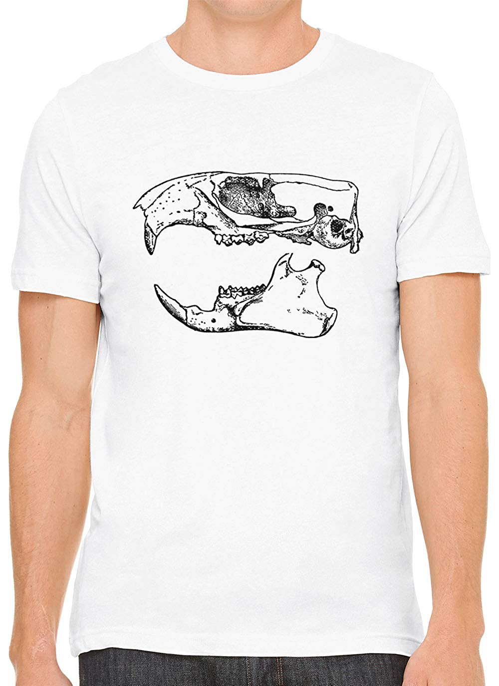 Ancient Animal Skull Cotton Crewneck Unisex White T-Shirts