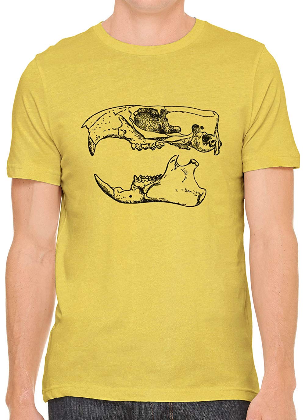 Ancient Animal Skull Cotton Crewneck Unisex Yellow T-Shirts