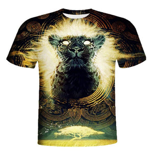 Animal 3D Print for Men's Summer Short-Sleeved Round Neck Top Black T-Shirts