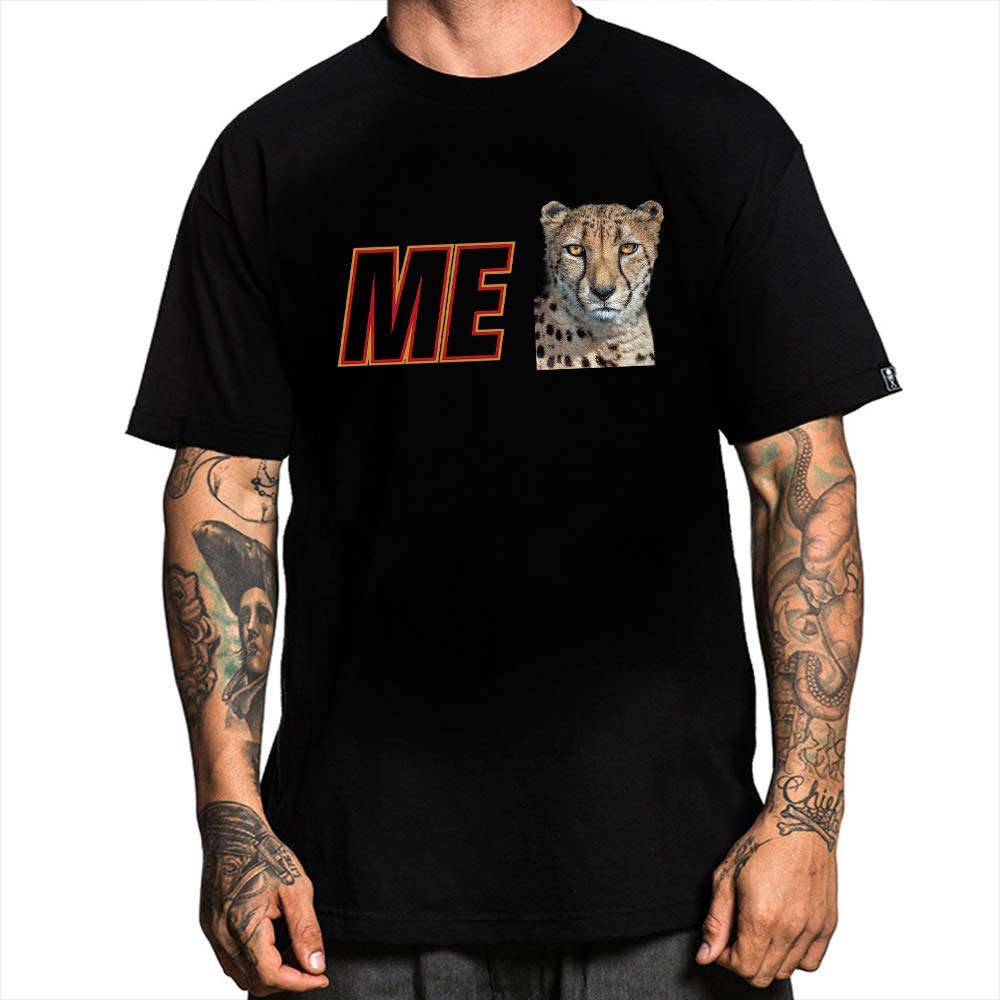 Animal Cheetah Graphic Men's Short Sleeve Black T-Shirts