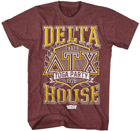 Animal House 1970's College Frat Movie Delta Faber Toga Party Adult Red T-Shirts