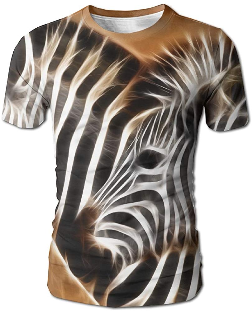 Animal Stripes Mens Round Neck Short Sleeve Casual White T-Shirts