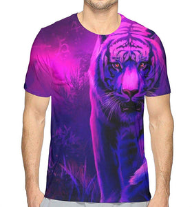 Animal Tiger Cats Tigers Mens 3D Print Short Sleeve Graphic White T-Shirts