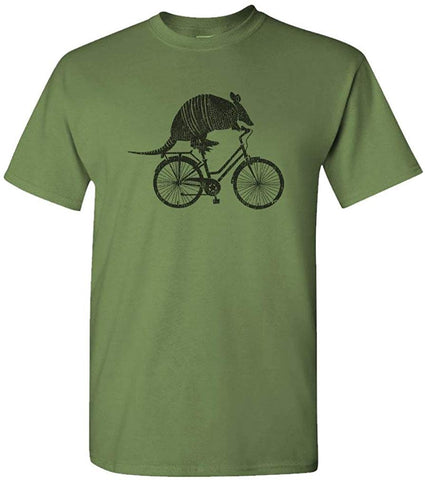 Armadillo ON A Bicycle-Animal Meme Bike-Mens Cotton Military T-Shirts