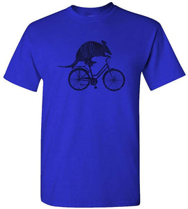 Armadillo ON A Bicycle-Animal Meme Bike-Mens Cotton Royal T-Shirts