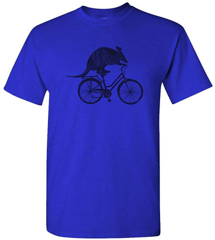 Armadillo ON A Bicycle-Animal Meme Bike-Mens Cotton Royal T-Shirts