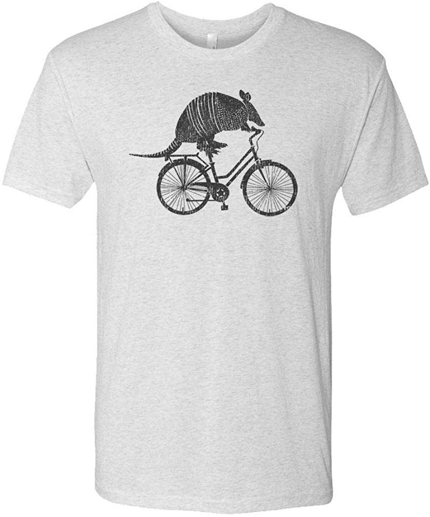 Armadillo ON A Bicycle-Animal Meme Bike-Mens Cotton White T-Shirts