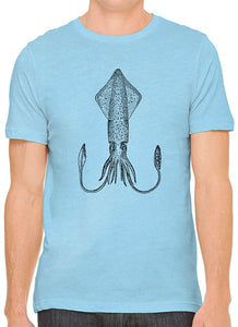 Atlantic Squid Cotton Crewneck Men Blue T-Shirts