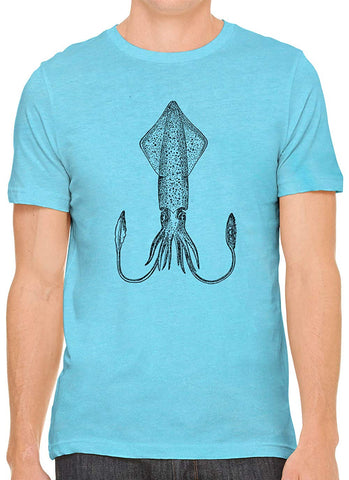 Atlantic Squid Cotton Crewneck Men Blue T-Shirts