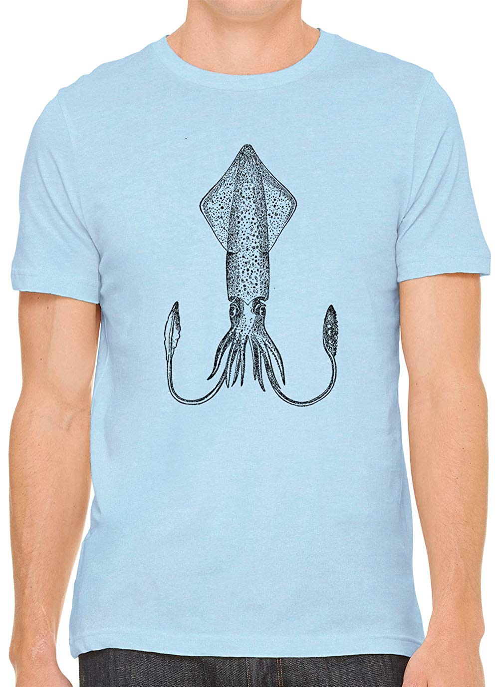 Atlantic Squid Cotton Crewneck Men Blue T-Shirts