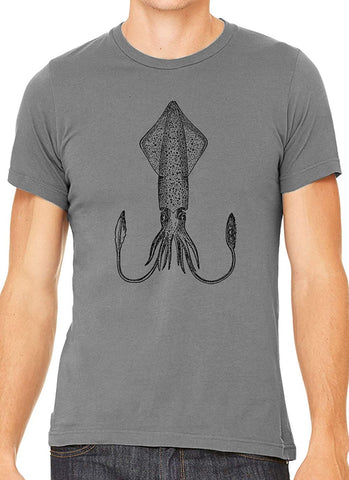 Atlantic Squid Cotton Crewneck Men Gray T-Shirts