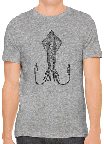 Atlantic Squid Cotton Crewneck Men Gray T-Shirts