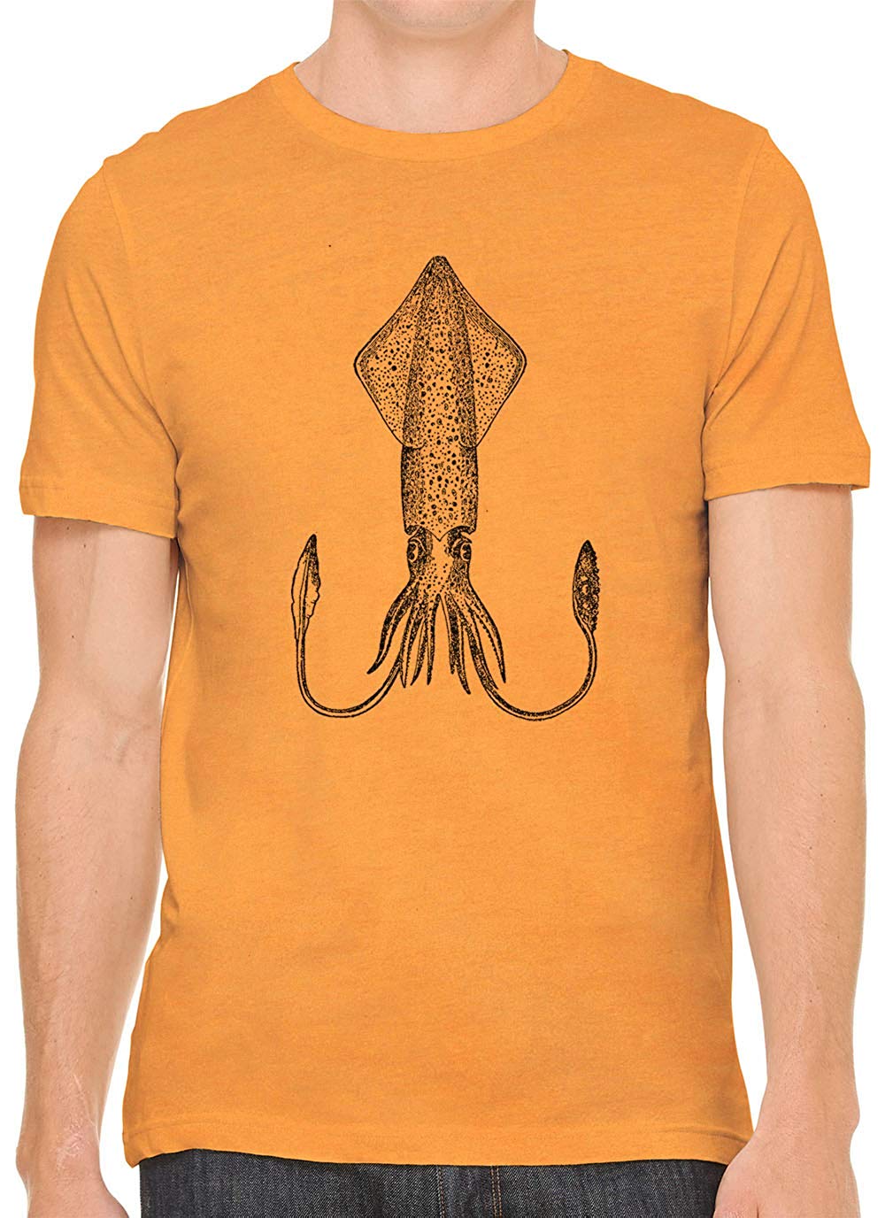 Atlantic Squid Cotton Crewneck Men Orange T-Shirts