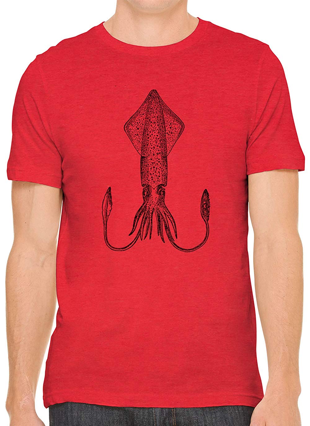 Atlantic Squid Cotton Crewneck Men Red T-Shirts