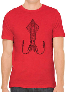 Atlantic Squid Cotton Crewneck Men Red T-Shirts