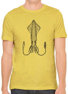 Atlantic Squid Cotton Crewneck Men Yellow T-Shirts