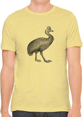 Australian Cassowary Cotton Crewneck Unisex Yellow T-Shirts