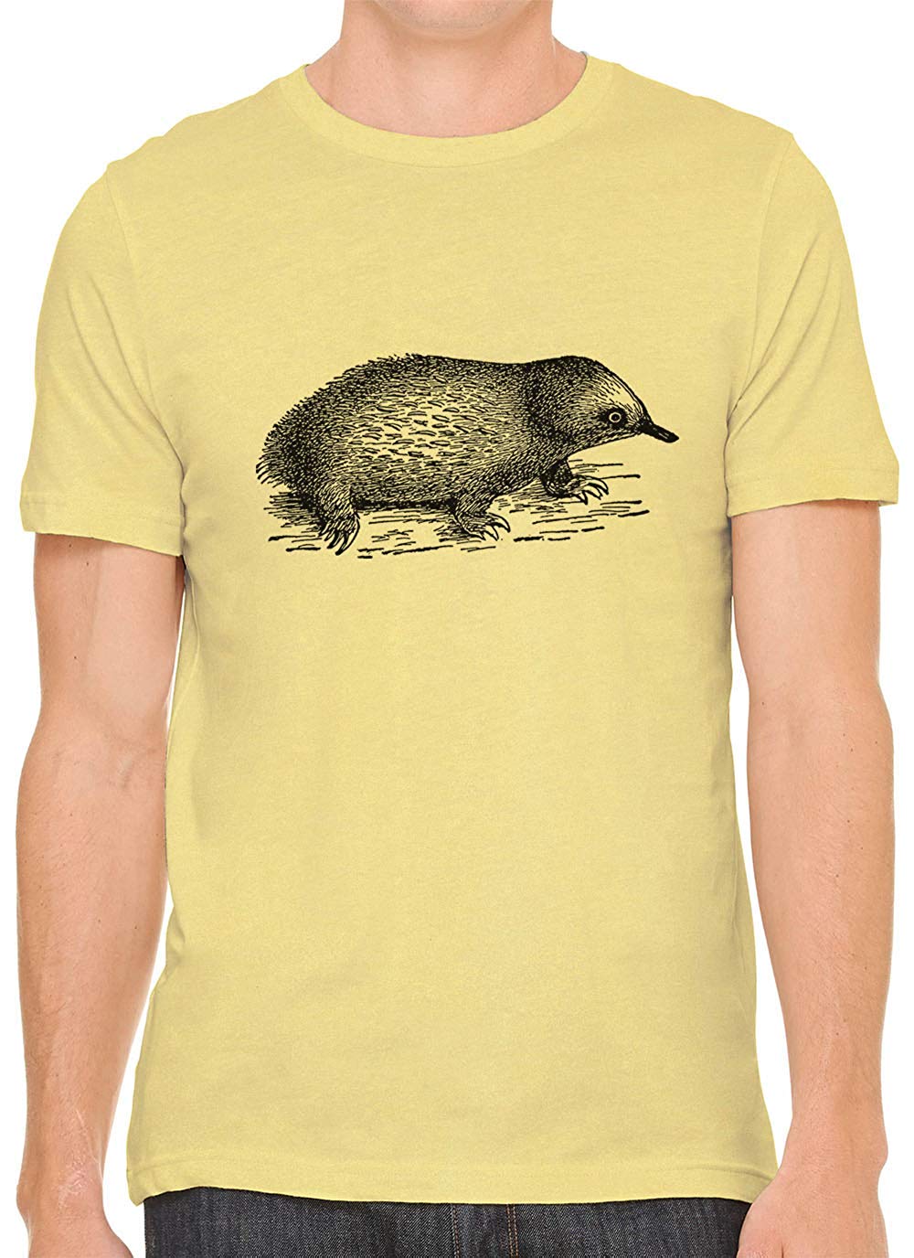 Australian Echidna Cotton Crewneck Unisex Yellow T-Shirts