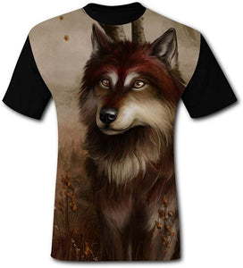 Autumn Wolf 2018 Men's 3D Printed O-Neck Short Sleeve Black T-Shirts