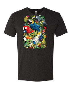 Avian World Parrots Cockatoo Tropical Birds-Mens Cotton Black T-Shirts