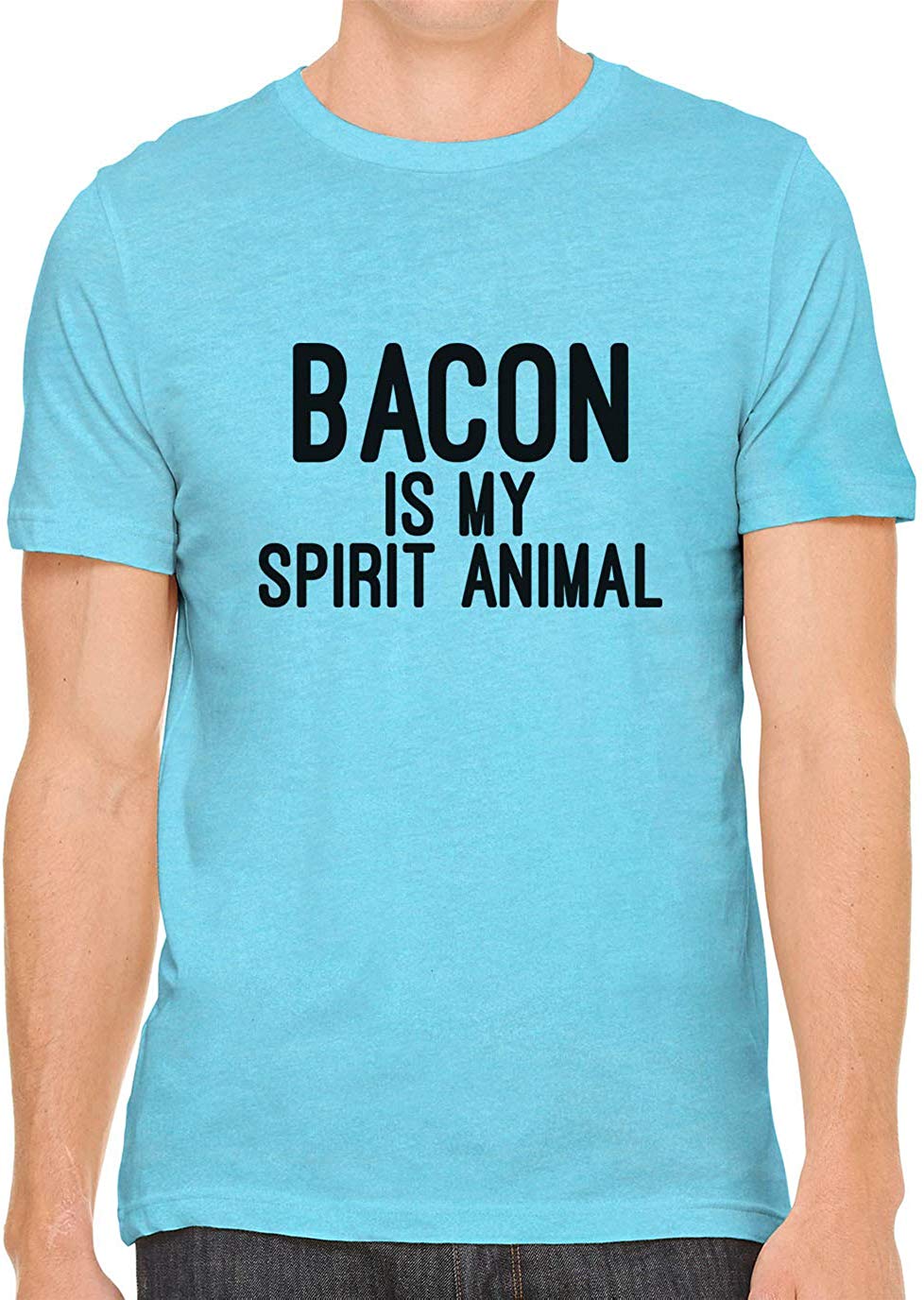 Bacon is My Spirit Animal Cotton Crewneck Men Blue T-Shirts