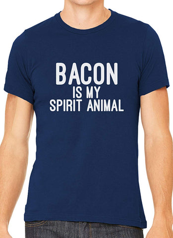 Bacon is My Spirit Animal Cotton Crewneck Men Blue T-Shirts