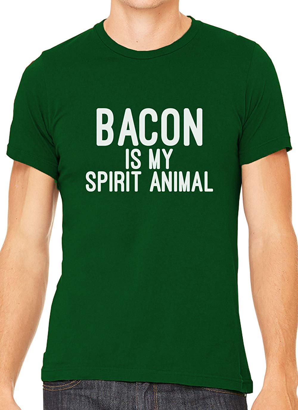 Bacon is My Spirit Animal Cotton Crewneck Men Green T-Shirts