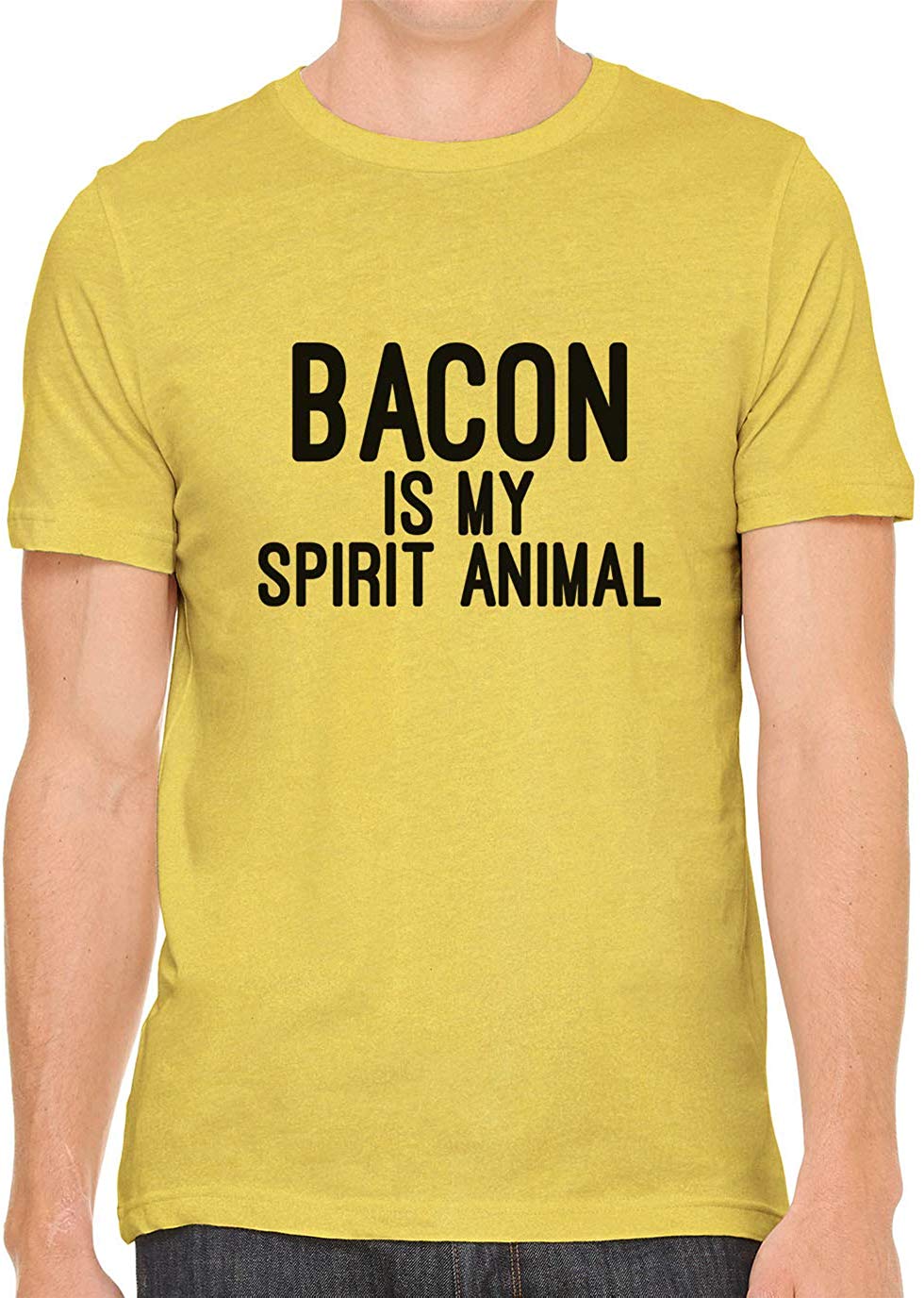 Bacon is My Spirit Animal Cotton Crewneck Men Yellow T-Shirts