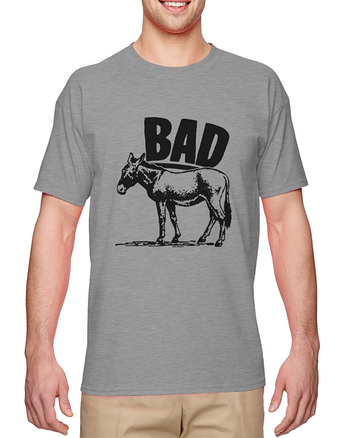 Bad Ass-Donkey Funny Pun Joke Men's Gray T-Shirts