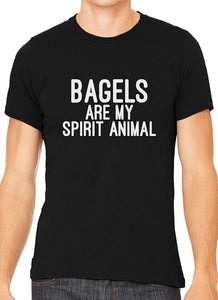 Bagels are My Spirit Animal Cotton Crewneck Men Black T-Shirts