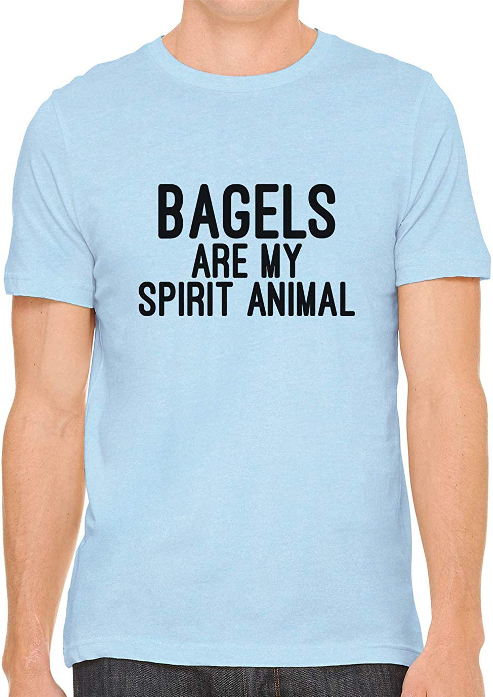 Bagels are My Spirit Animal Cotton Crewneck Men Blue T-Shirts