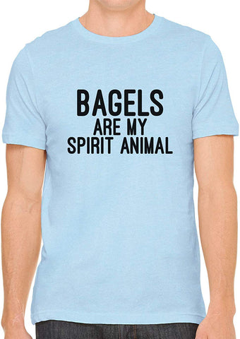 Bagels are My Spirit Animal Cotton Crewneck Men Blue T-Shirts