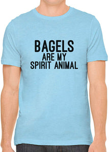 Bagels are My Spirit Animal Cotton Crewneck Men Blue T-Shirts