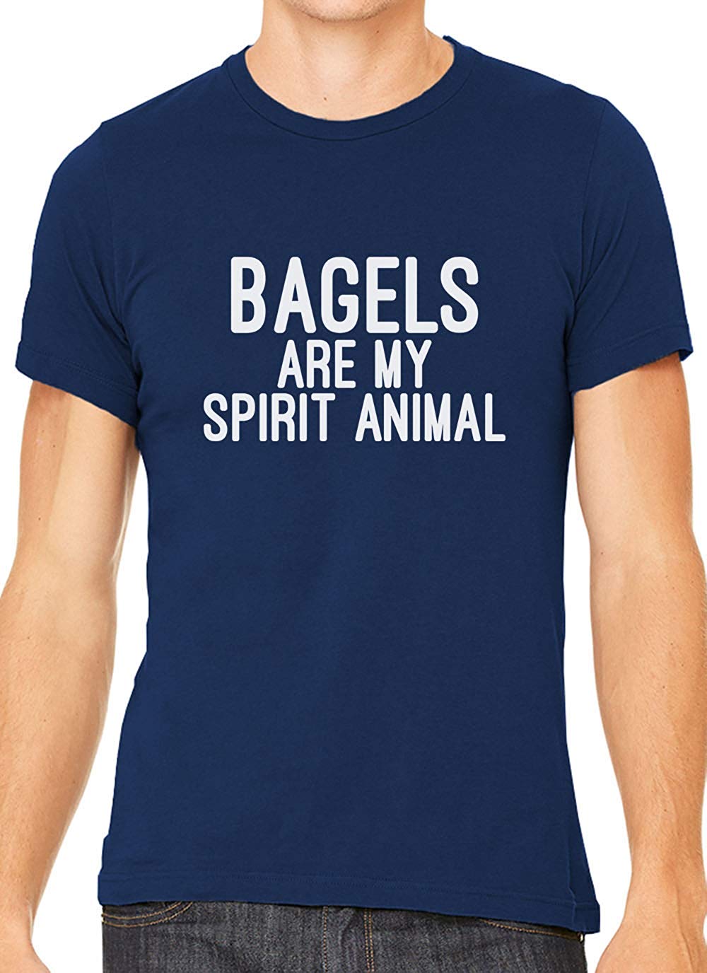 Bagels are My Spirit Animal Cotton Crewneck Men Blue T-Shirts