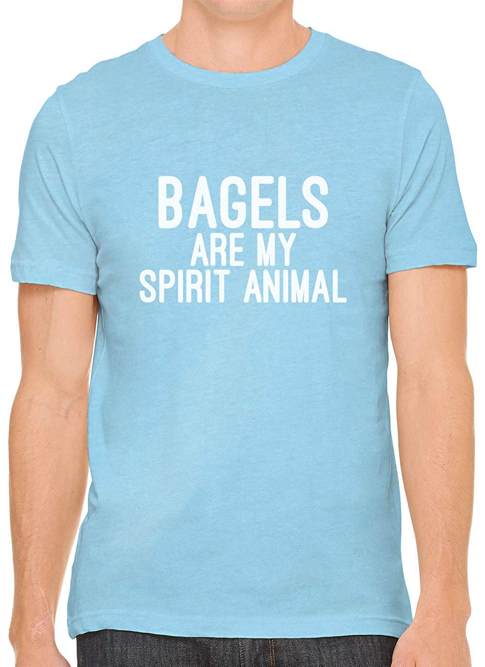 Bagels are My Spirit Animal Cotton Crewneck Men Blue T-Shirts