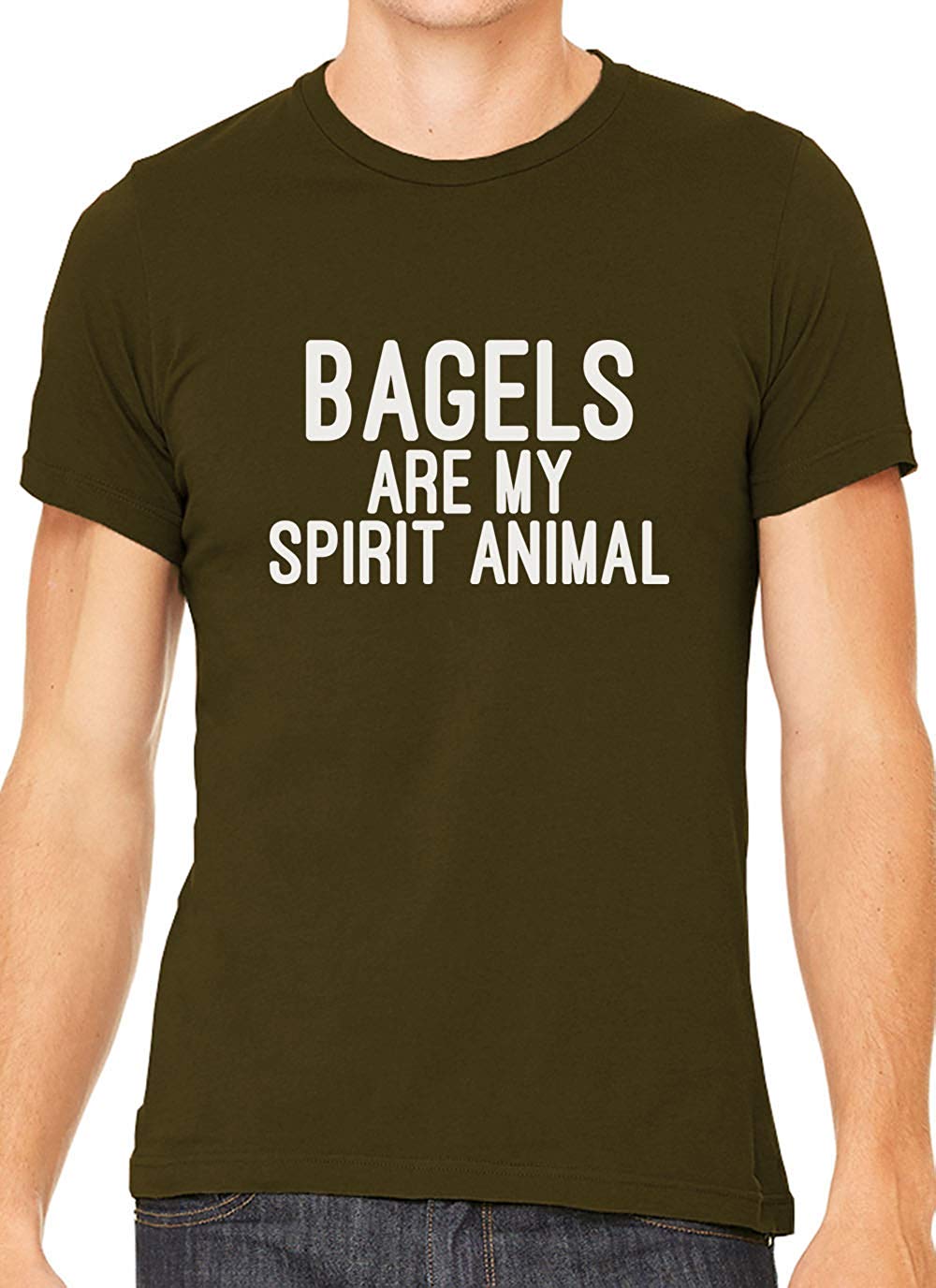 Bagels are My Spirit Animal Cotton Crewneck Men Brown T-Shirts